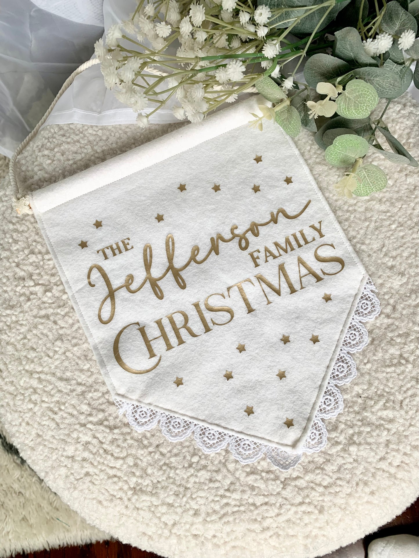 Family Christmas Sign | Fabric Banner | Personalised | Multiple Colour Options